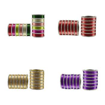 Multi Stone Stud Brass Bangle 2