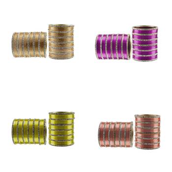 Multi Stone Stud Brass Bangle 2