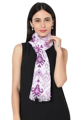 Purple Rayon Ikkat Printed Stole 1