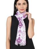 Purple Rayon Ikkat Printed Stole