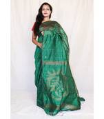 green art silk hand woven saree with blouse