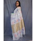 white bengal handloom hand woven saree with blouse