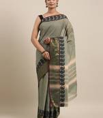 Green pure cotton woven  saree