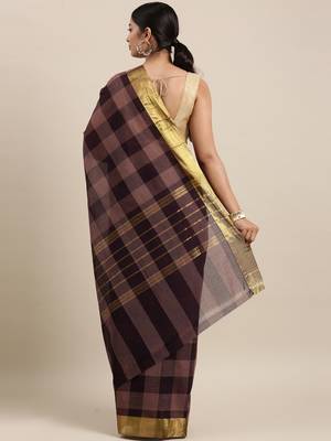 Brown pure cotton woven  saree 3