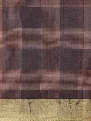 Brown pure cotton woven  saree 4
