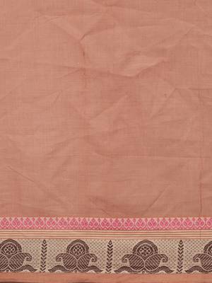 Brown pure cotton woven  saree 4