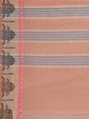 Brown pure cotton woven  saree 5