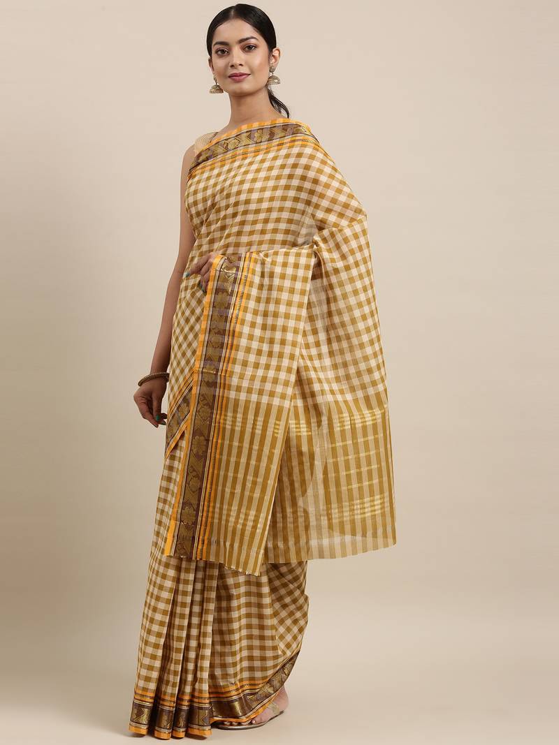 Multicolor pure cotton woven  saree