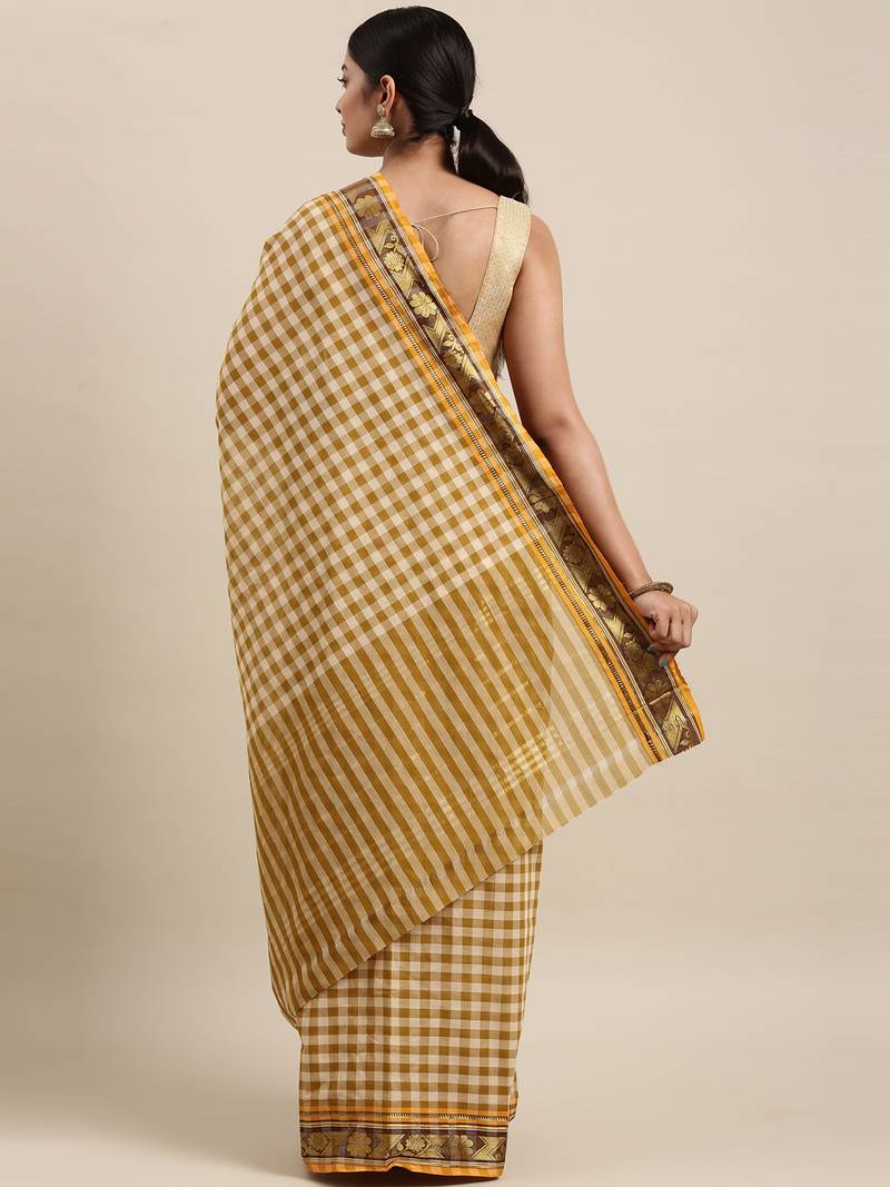 Multicolor pure cotton woven  saree