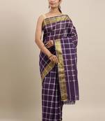 Violet pure cotton woven  saree