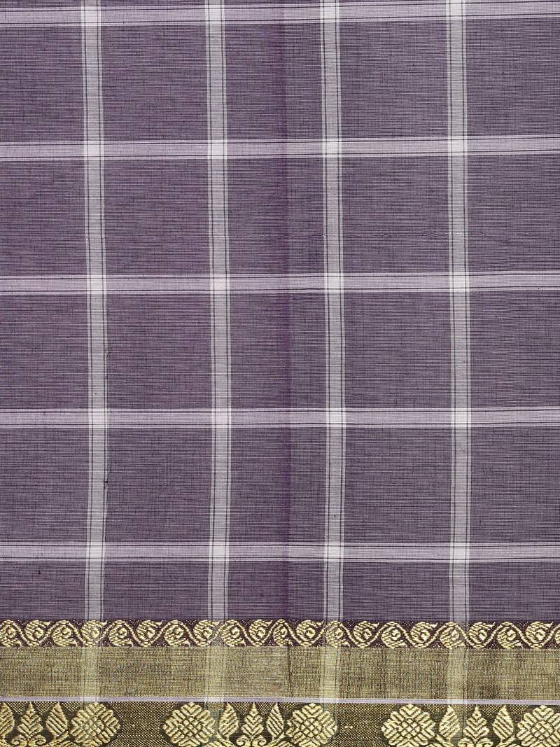 Violet pure cotton woven  saree