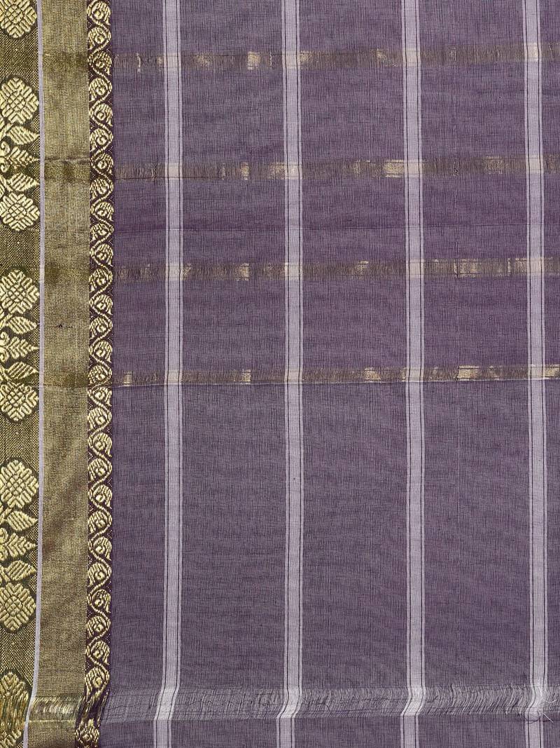 Violet pure cotton woven  saree