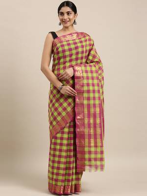 Multicolor pure cotton woven  saree 1