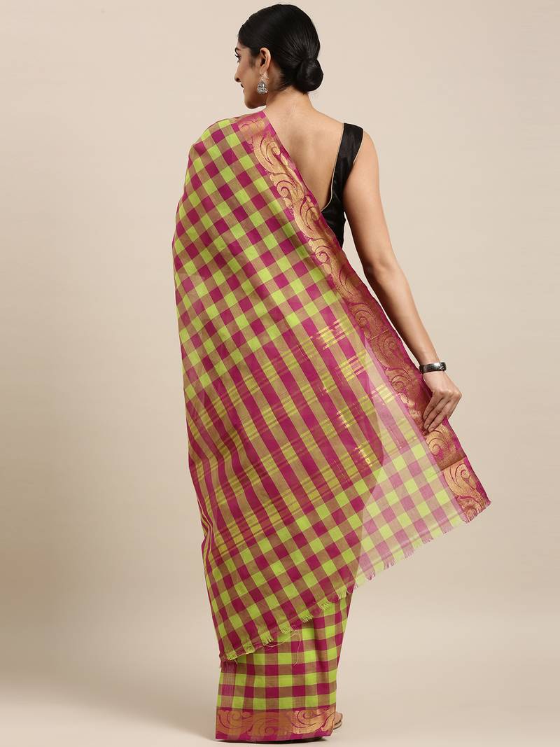 Multicolor pure cotton woven  saree