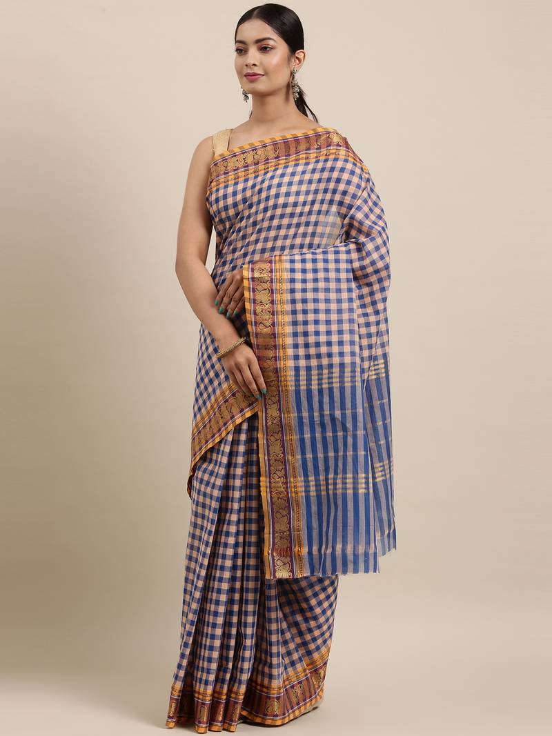 Multicolor pure cotton woven  saree