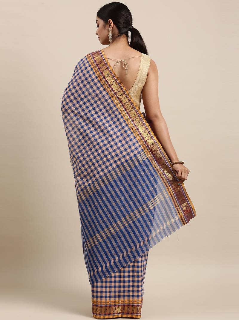 Multicolor pure cotton woven  saree