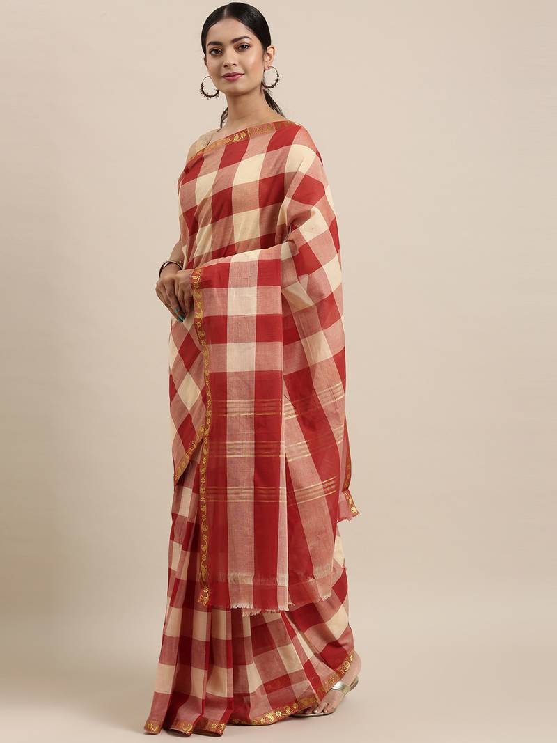 Multicolor pure cotton woven  saree