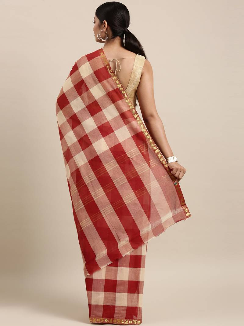 Multicolor pure cotton woven  saree