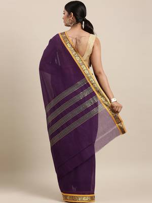 Purple pure cotton woven  saree 3