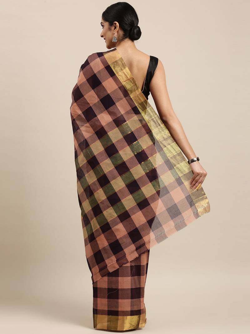 Multicolor pure cotton woven  saree