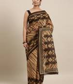 Mustard pure cotton printed  saree with  blouse