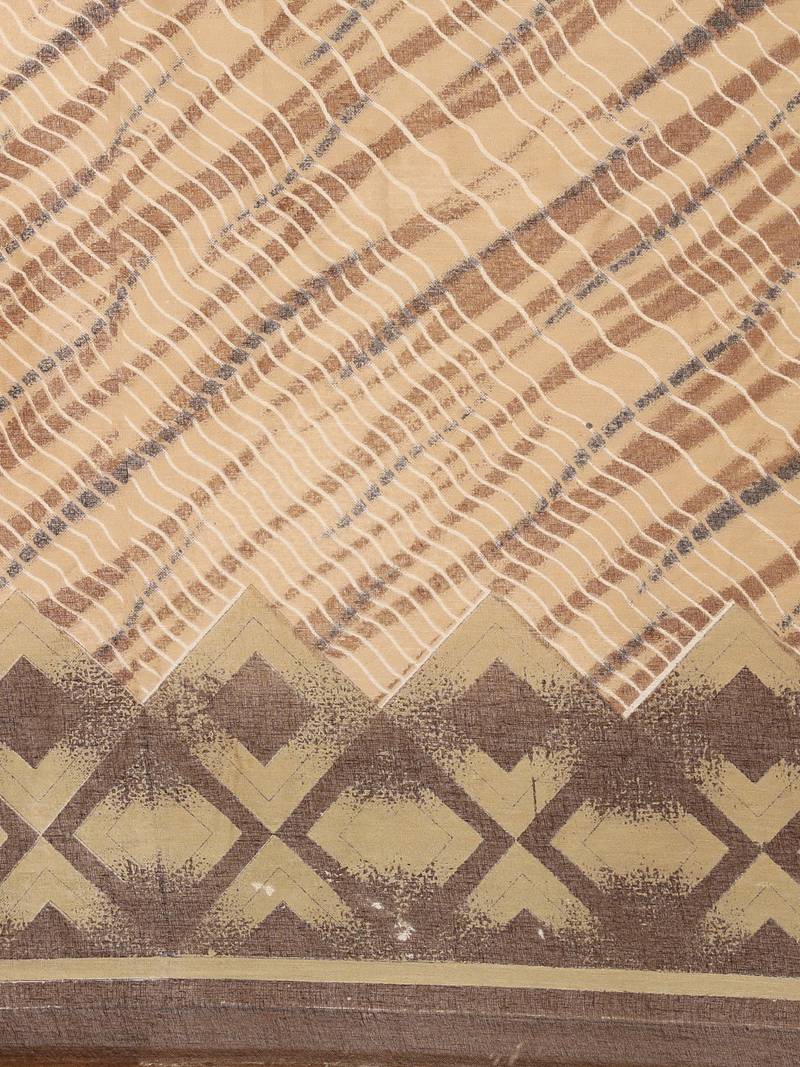 Mustard pure cotton printed  saree with  blouse