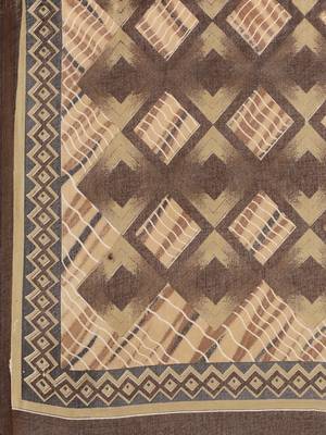 Mustard pure cotton printed  saree with  blouse 5