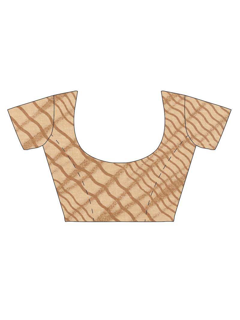 Mustard pure cotton printed  saree with  blouse