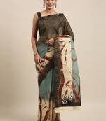 Green pure cotton printed  saree with  blouse