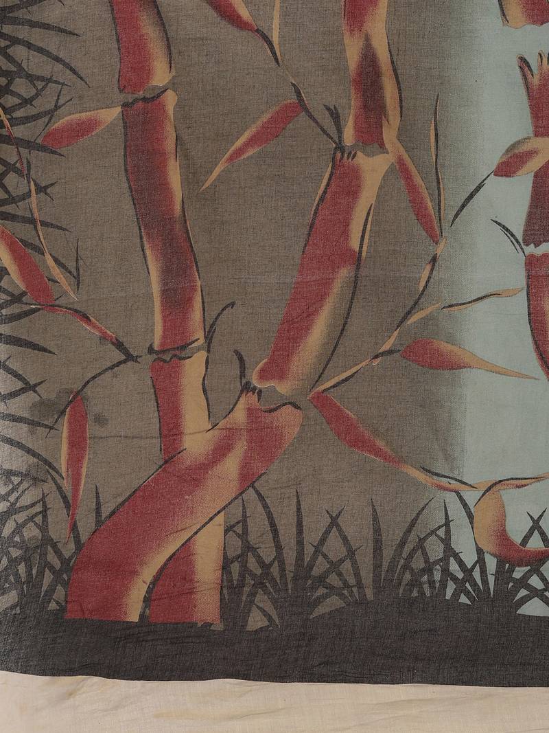 Green pure cotton printed  saree with  blouse