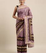 Purple pure cotton printed  saree with  blouse