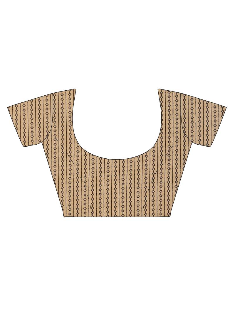 Rust pure cotton printed  saree with  blouse