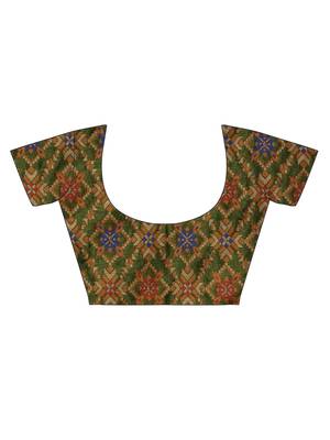 Green art silk woven  saree with  blouse 6