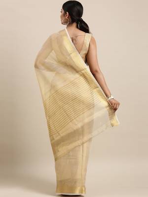 Gold tissue woven  saree with  blouse 3