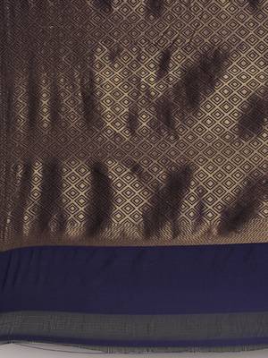 Navy Blue art silk woven  saree with  blouse 5