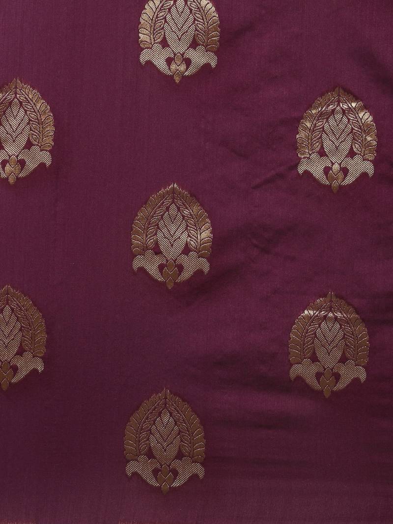 Purple art silk woven  saree with  blouse