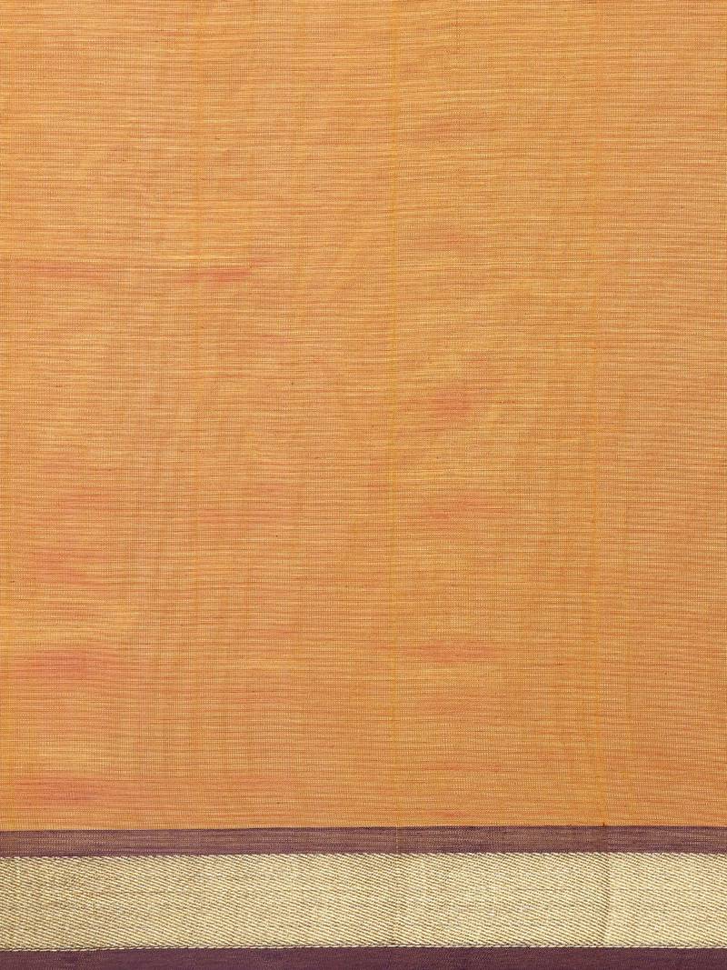 Yellow silk cotton plain  saree with  blouse