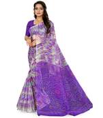 Purple Super Net Printed Casual Saree