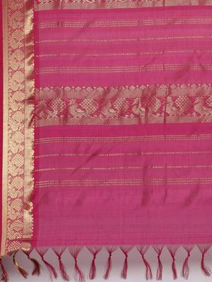blue silk cotton woven  saree with  blouse 5