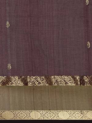 Brown silk cotton woven  saree with  blouse 4