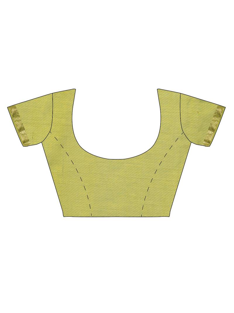 Brown silk cotton woven  saree with  blouse