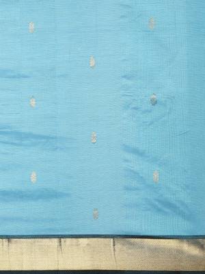 blue silk cotton woven  saree with  blouse 4