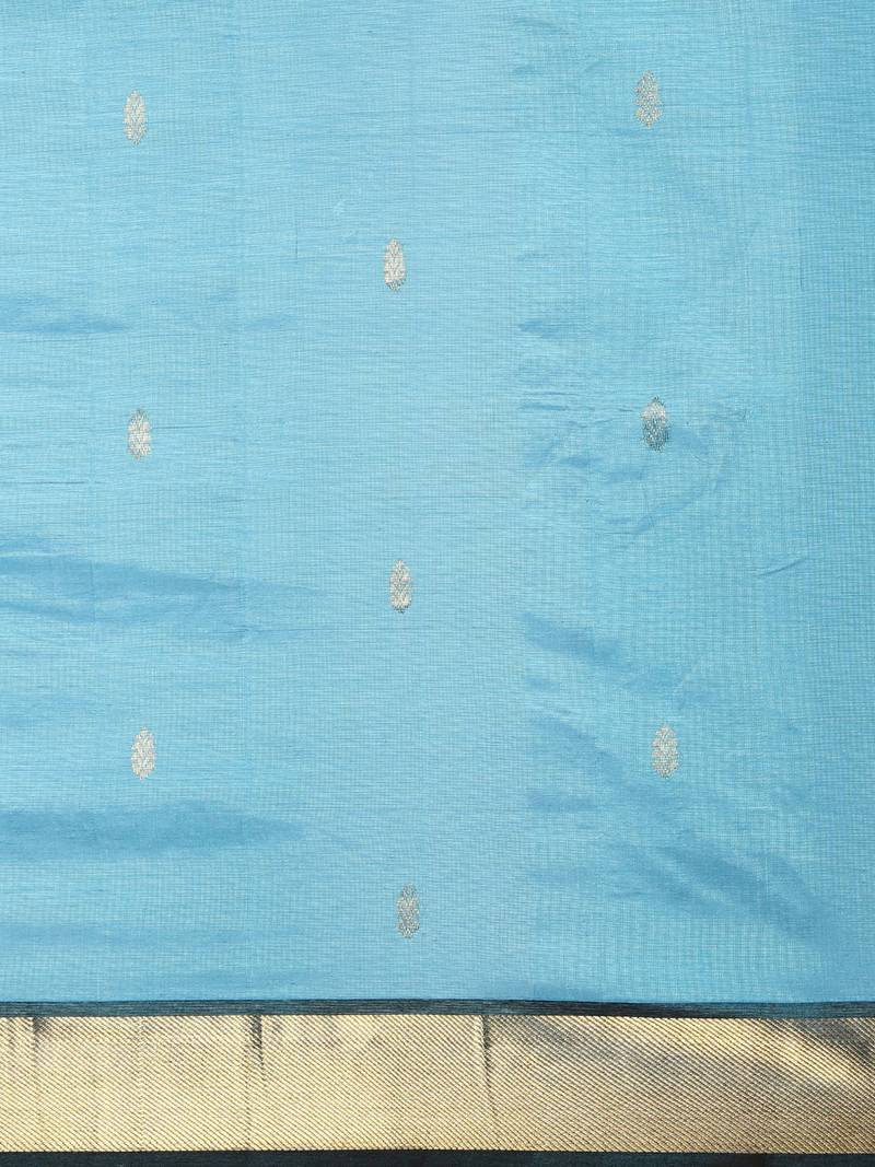 blue silk cotton woven  saree with  blouse