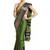 Green printed art silk saree with blouse