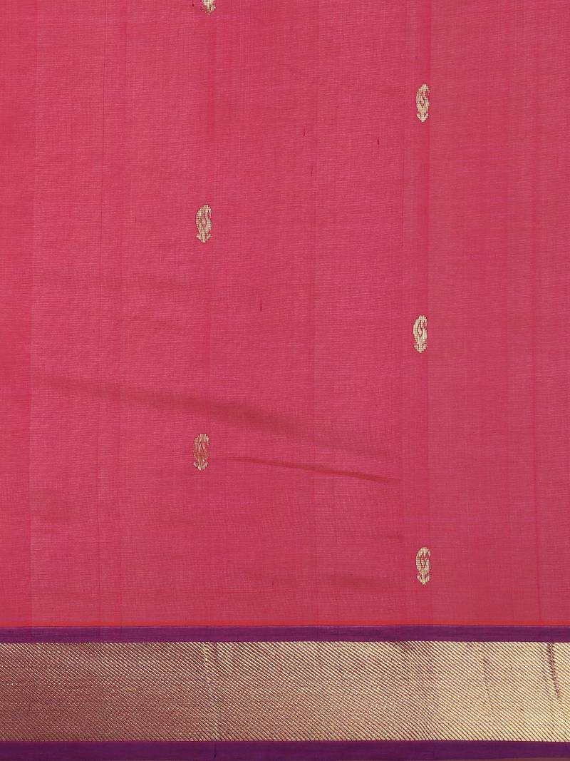 Magenta silk cotton woven  saree with  blouse