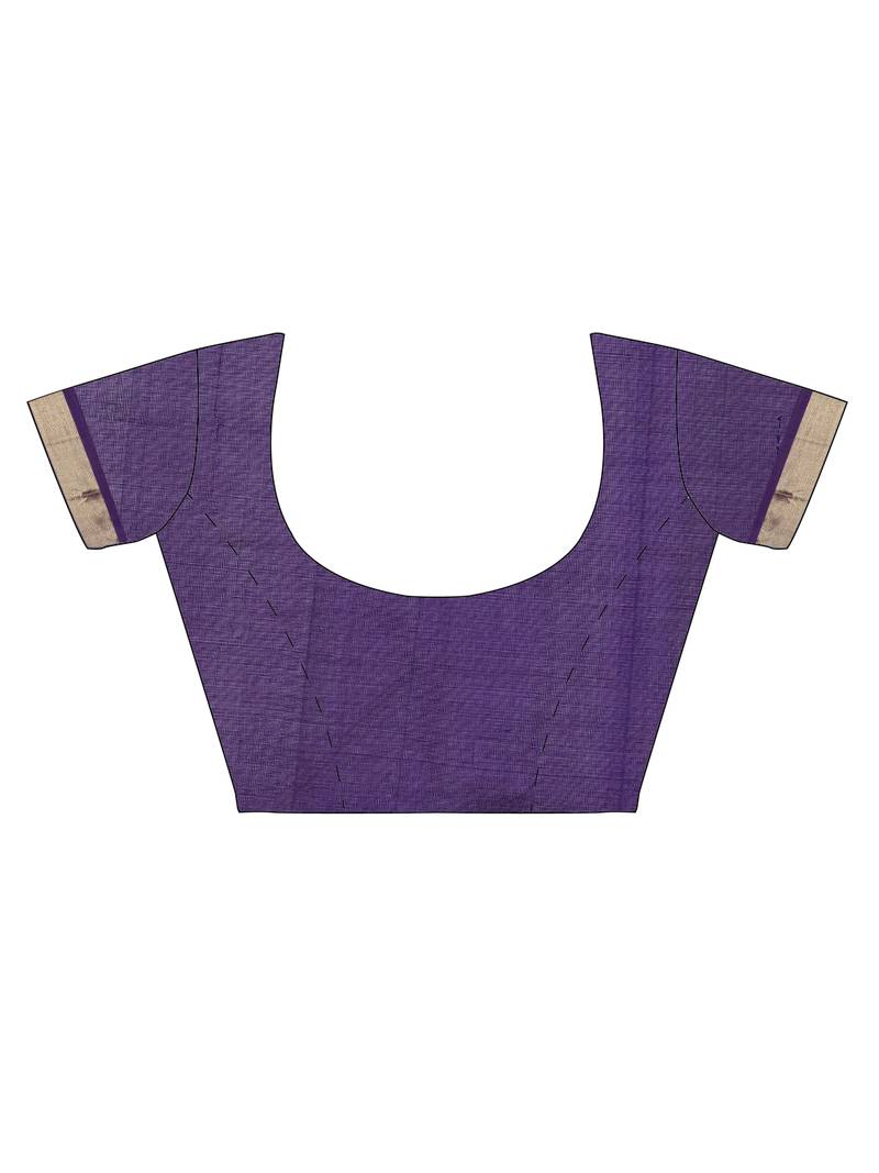 Magenta silk cotton woven  saree with  blouse