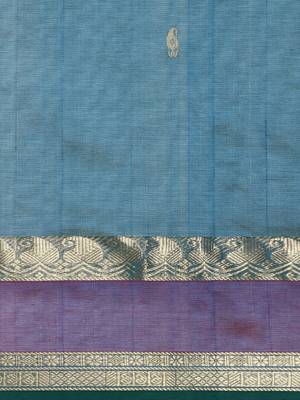 blue silk cotton woven  saree with  blouse 4
