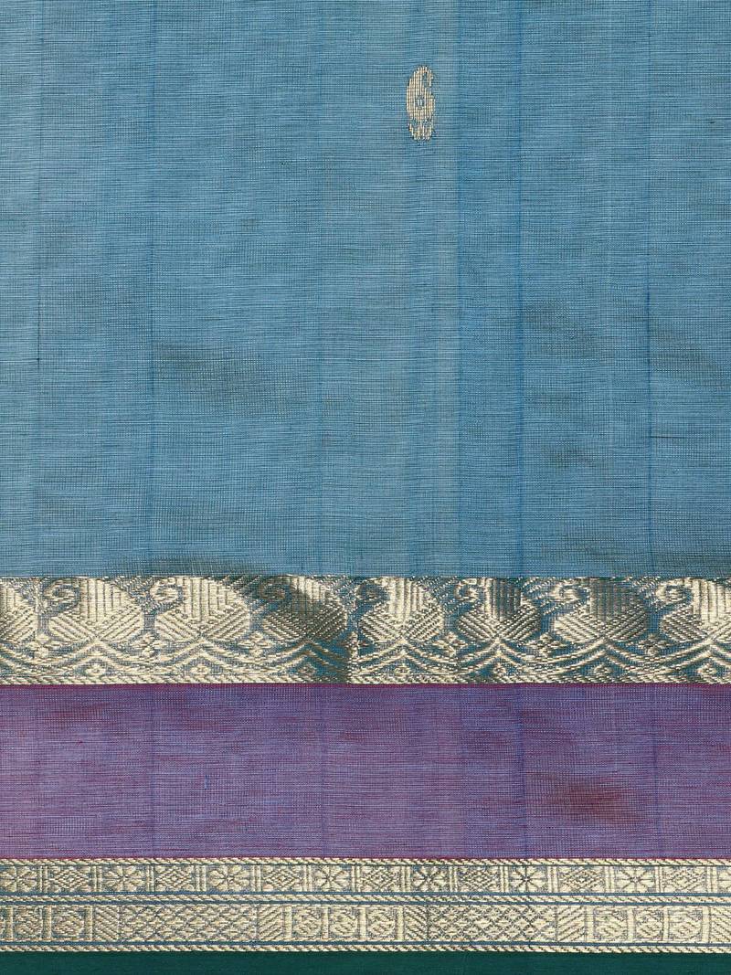 blue silk cotton woven  saree with  blouse