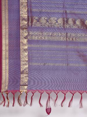 blue silk cotton woven  saree with  blouse 5