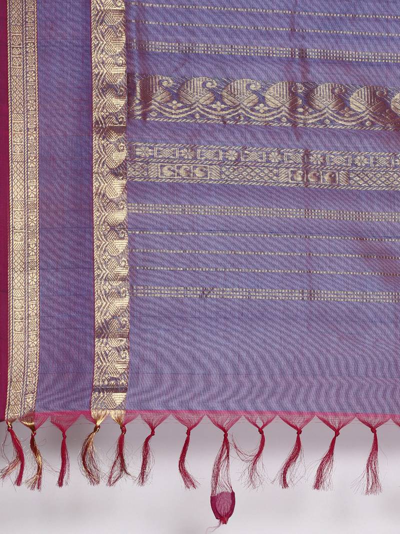blue silk cotton woven  saree with  blouse
